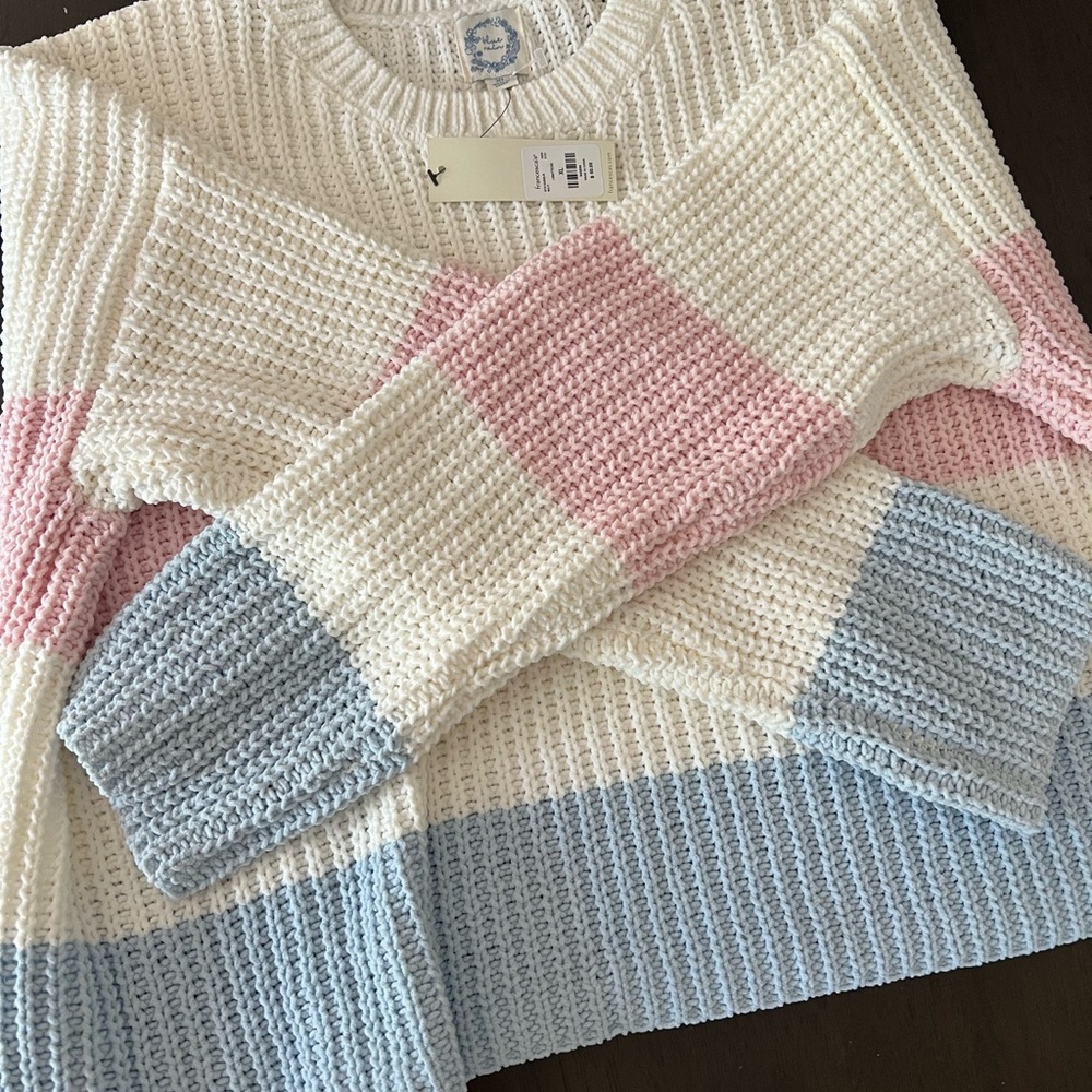 Blue Rain Striped Sweater - Cream, Pink, and Blue - Picture 4 of 4